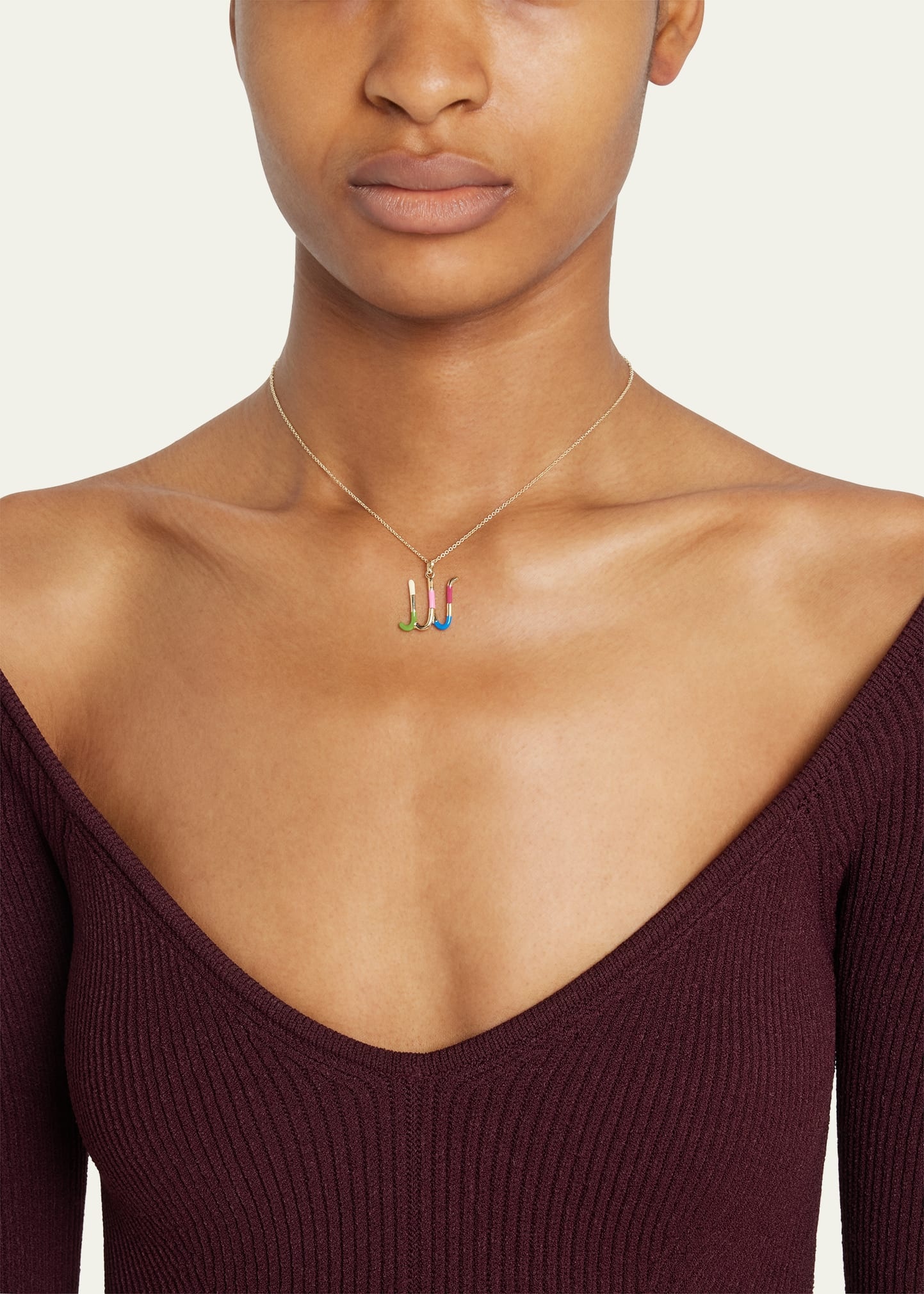 Enamel Letter Necklace - 2