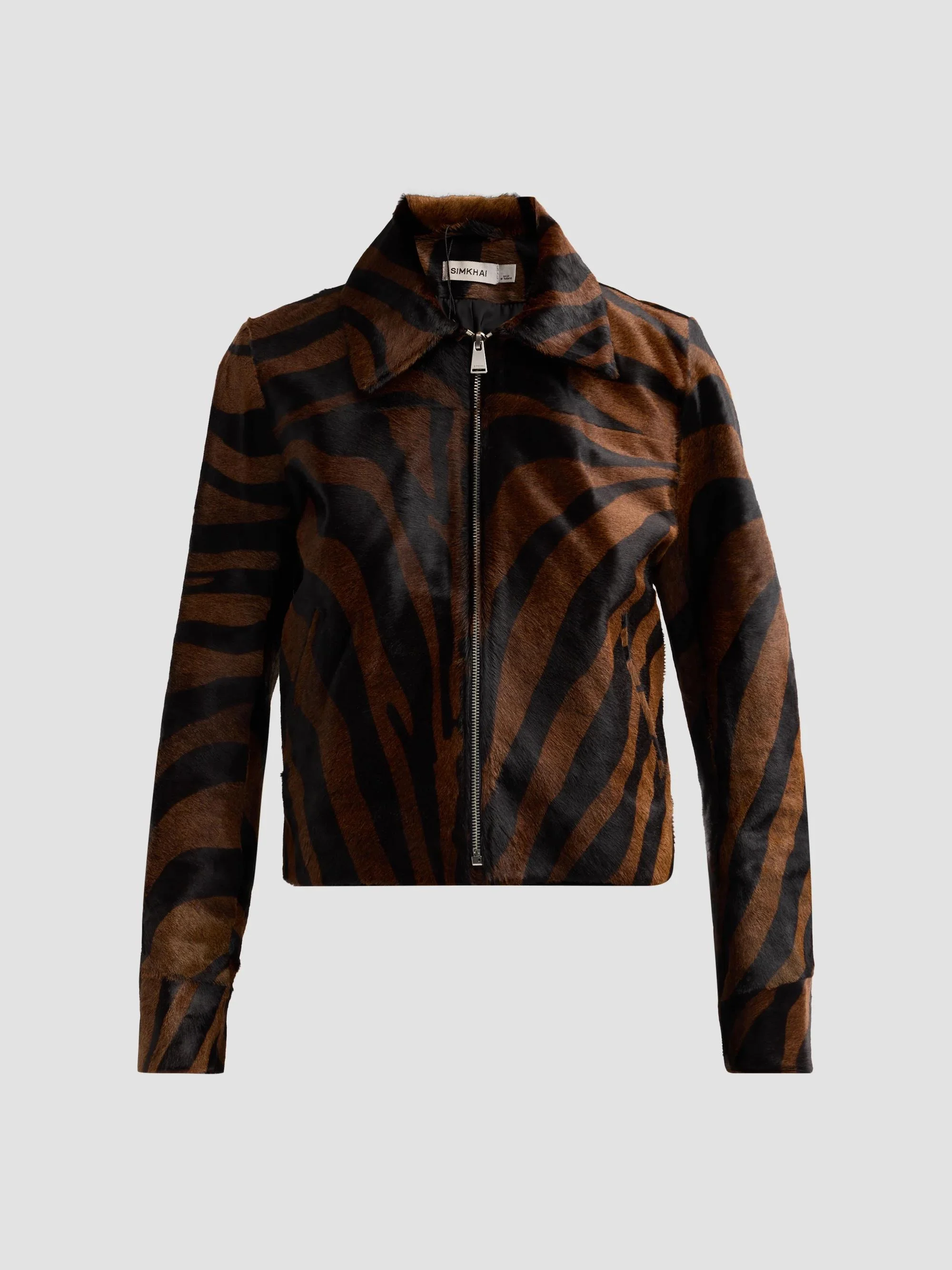 Women's Daria Zebra Print Leather Jacket - Zebra - 1