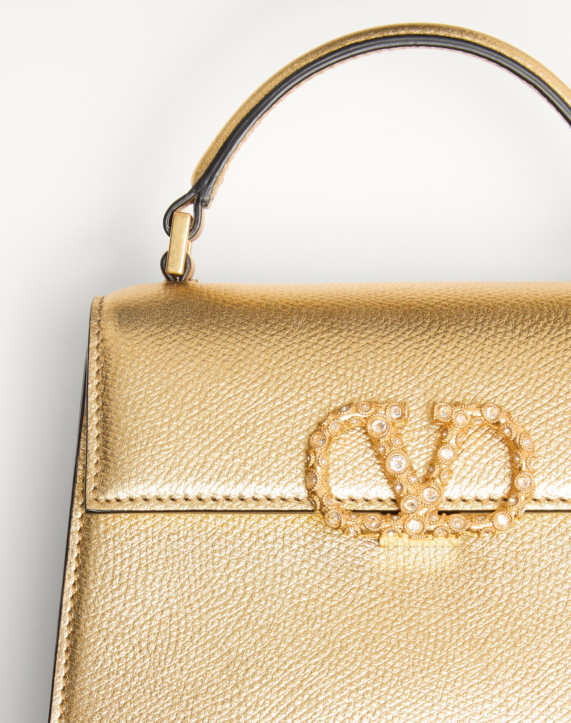 VALENTINO GARAVANI VSLING MINI HANDBAG IN LAMINATED GRAINY CALFSKIN WITH JEWEL LOGO - 8