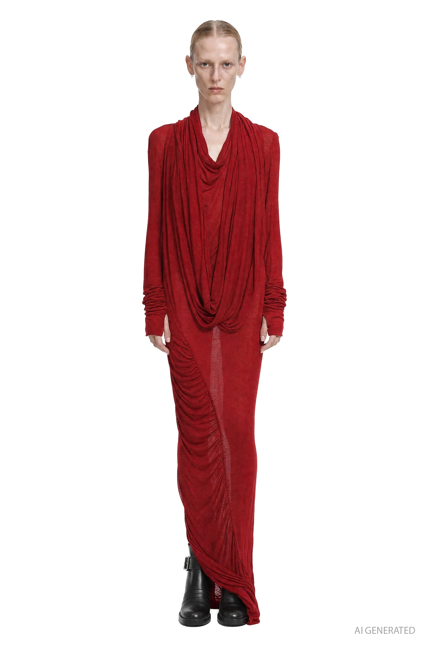 Sheer Viscose Wool Scarf Dress - 1
