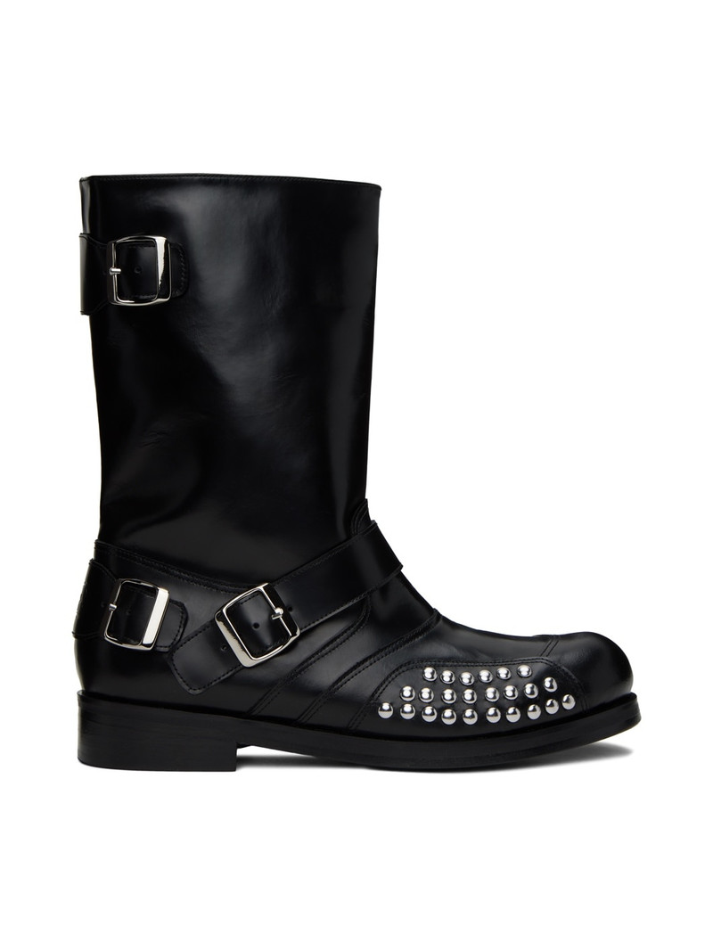 Black Stud Panel Boots - 1