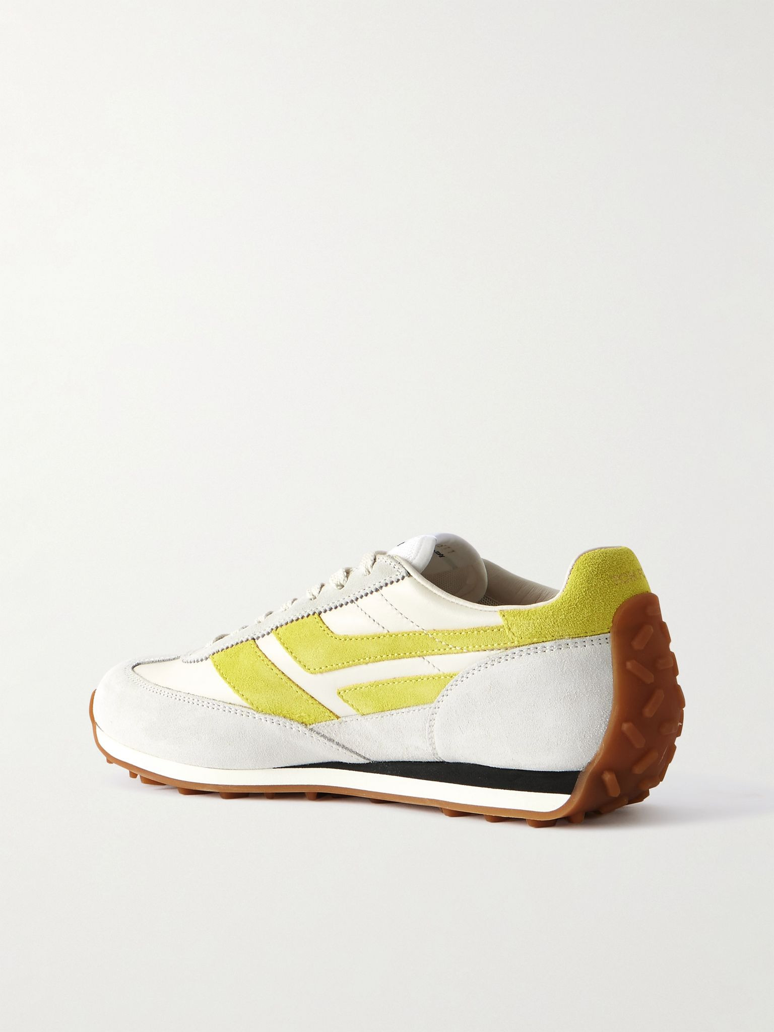 Mesh and Suede-Trimmed Leather Sneakers Yellow - 4