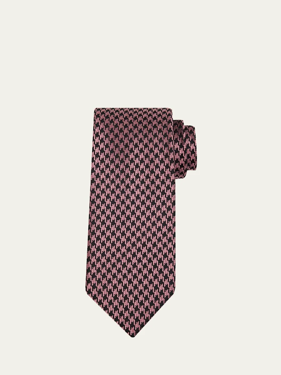 Men's Houndstooth Jacquard Silk Tie - 1