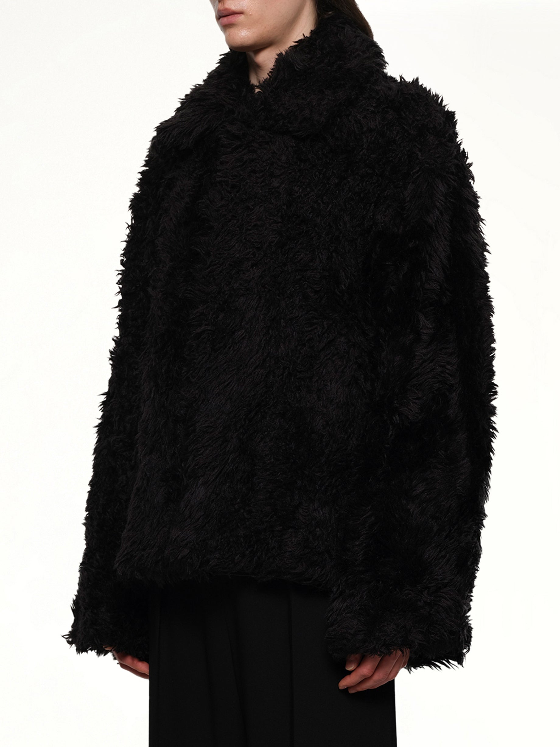 Sinister Mouth Faux Fur Jacket in Black - 3