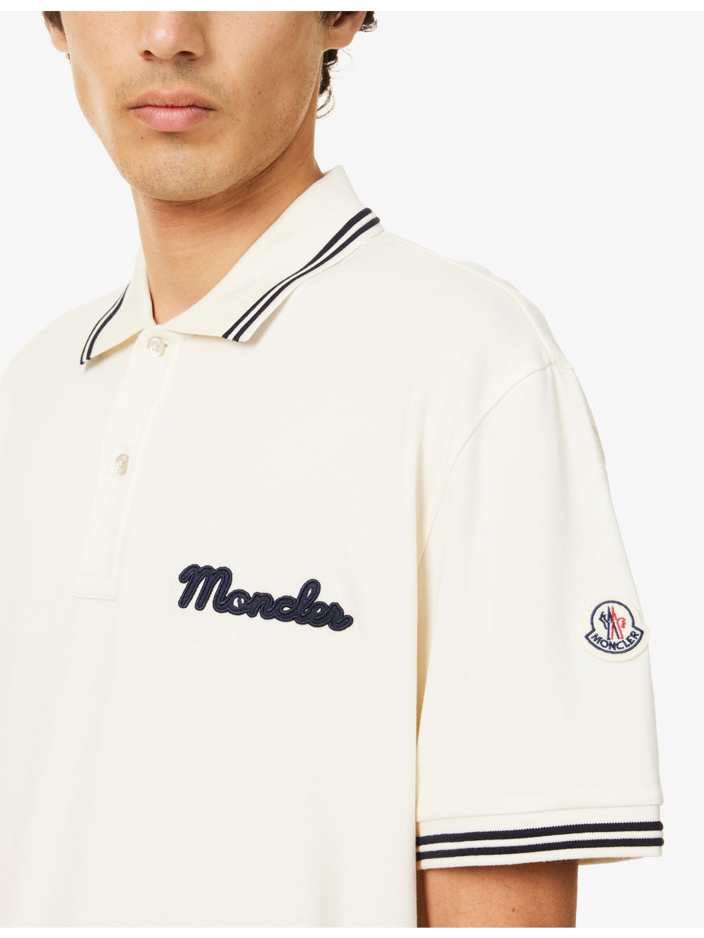 Logo-Embroidery Stripe-Trim Cotton-Jersey Polo Shirt - 5