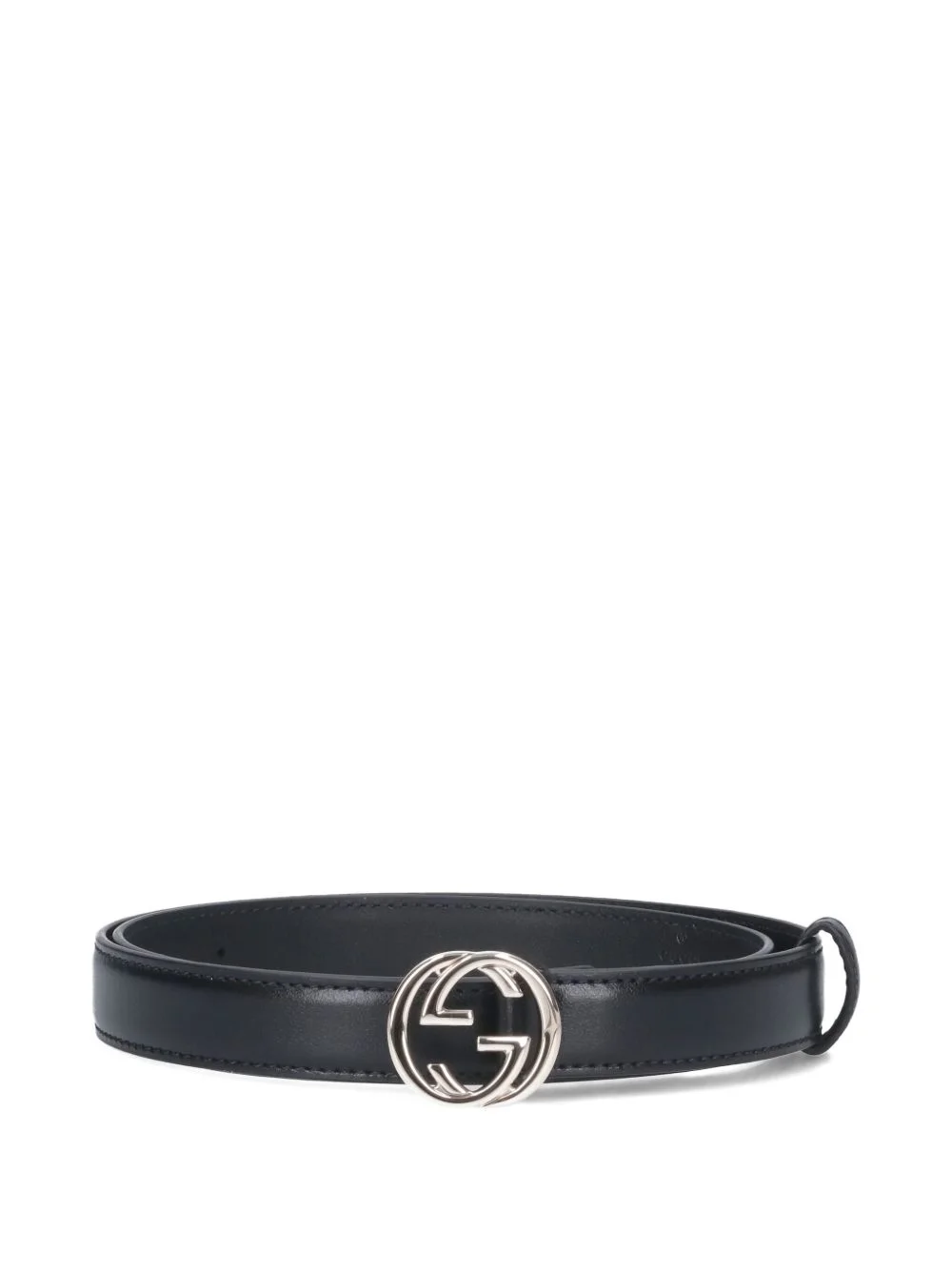 logo-buckle leather belt - 1
