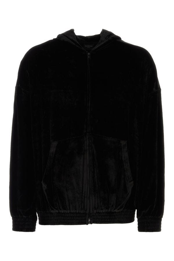 Black velvet oversize sweatshirt - 1