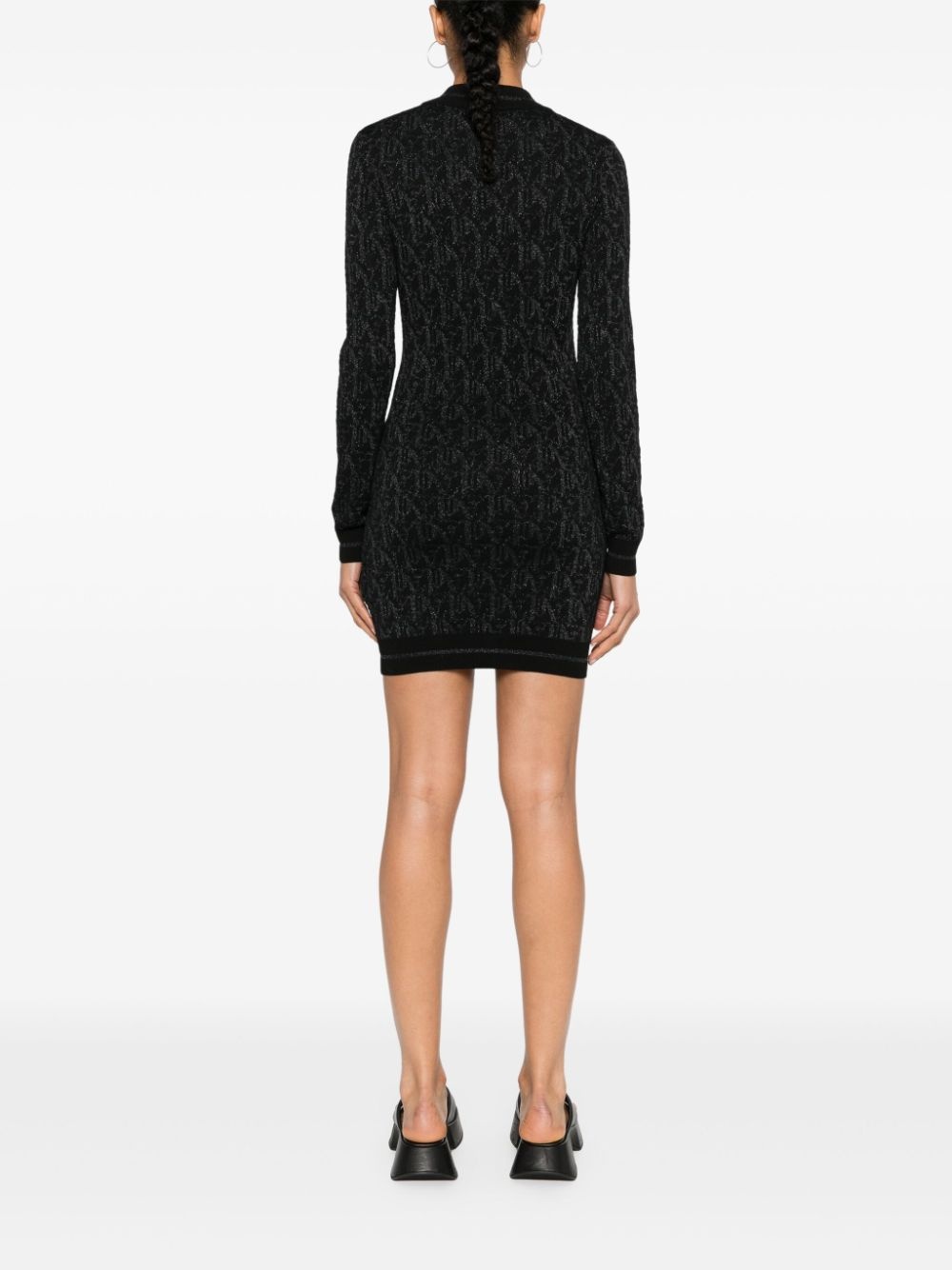 monogram-jacquard mini dress - 4