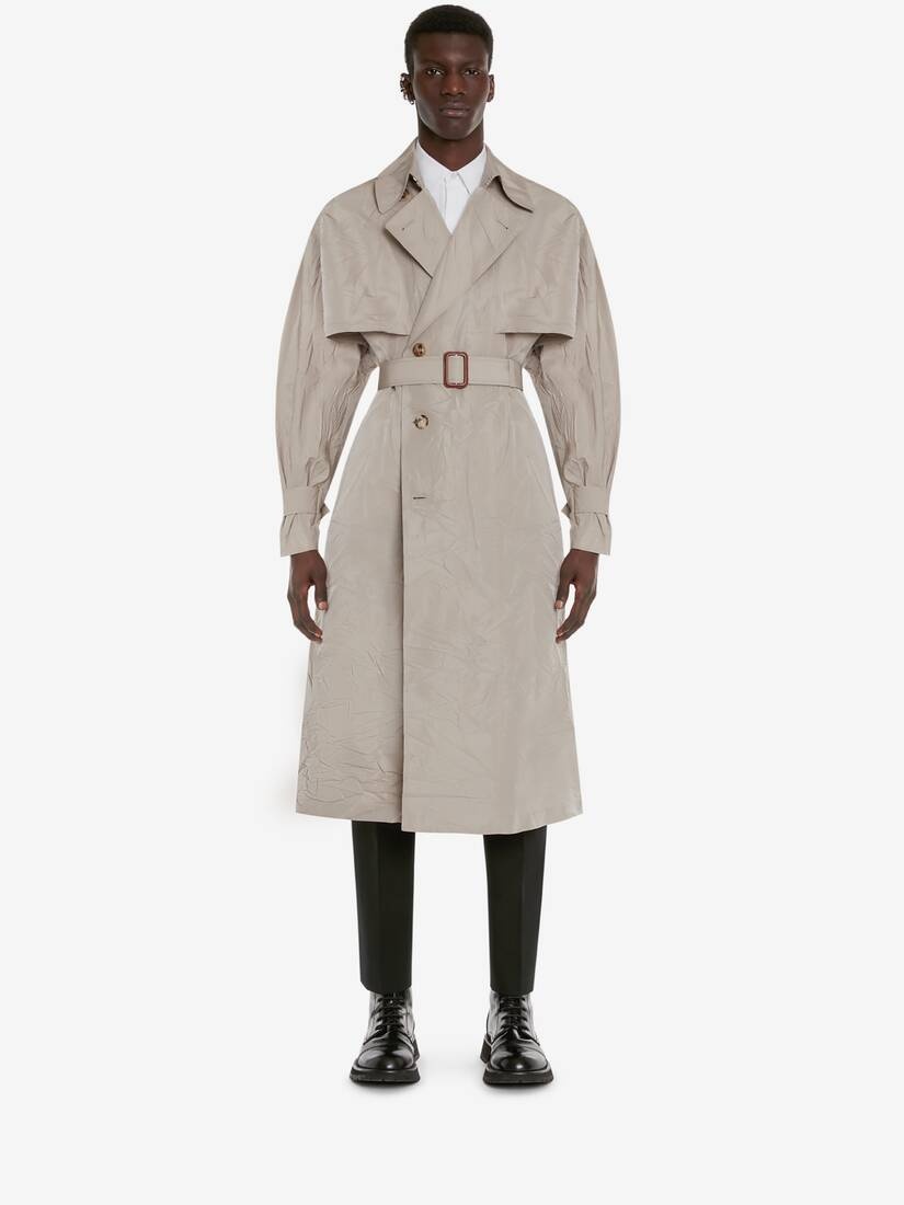 Men's Kimono-inspired Trench Coat in Stone - 2