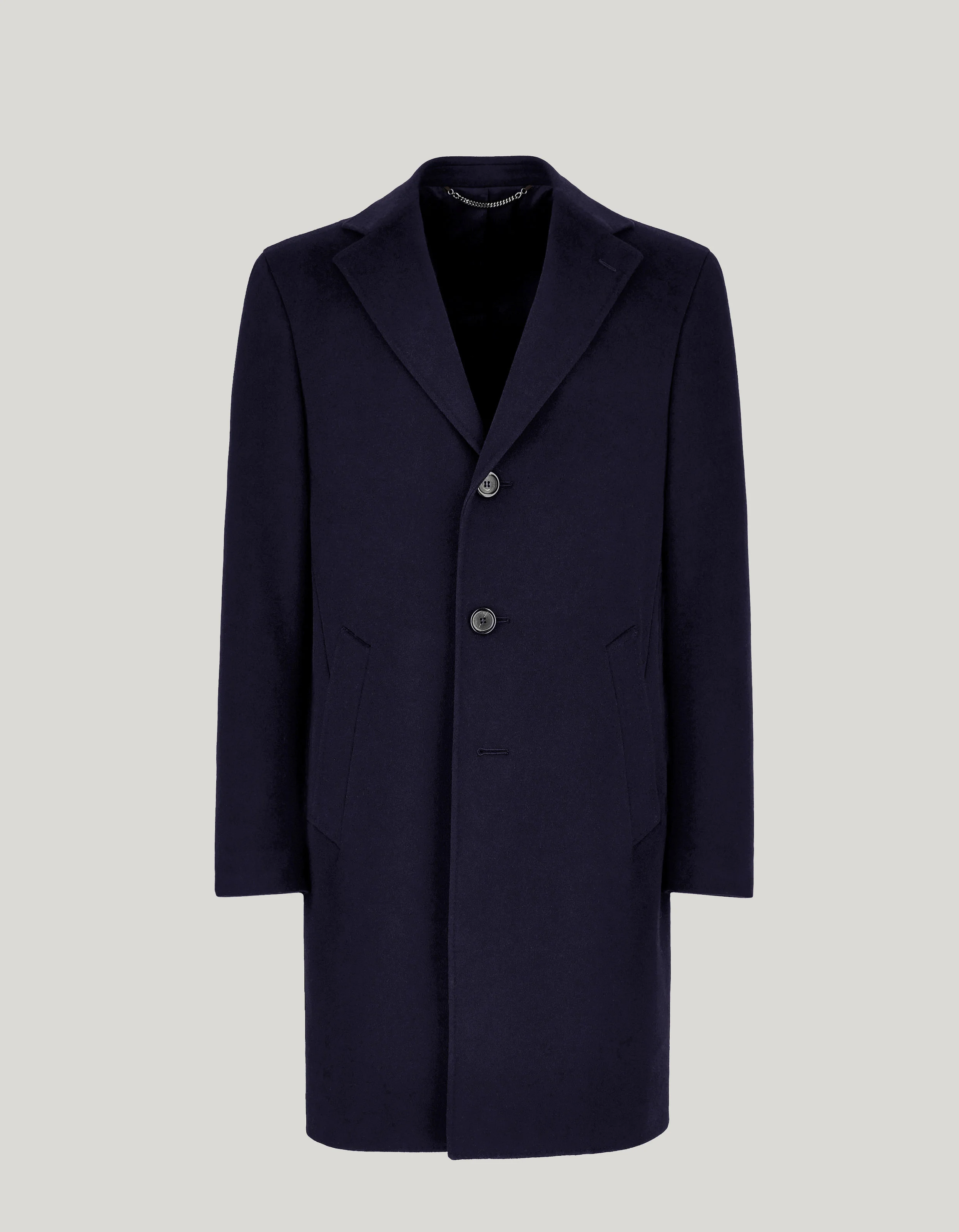 NAVY BLUE COAT IN WOOL AND CASHMERE - 1