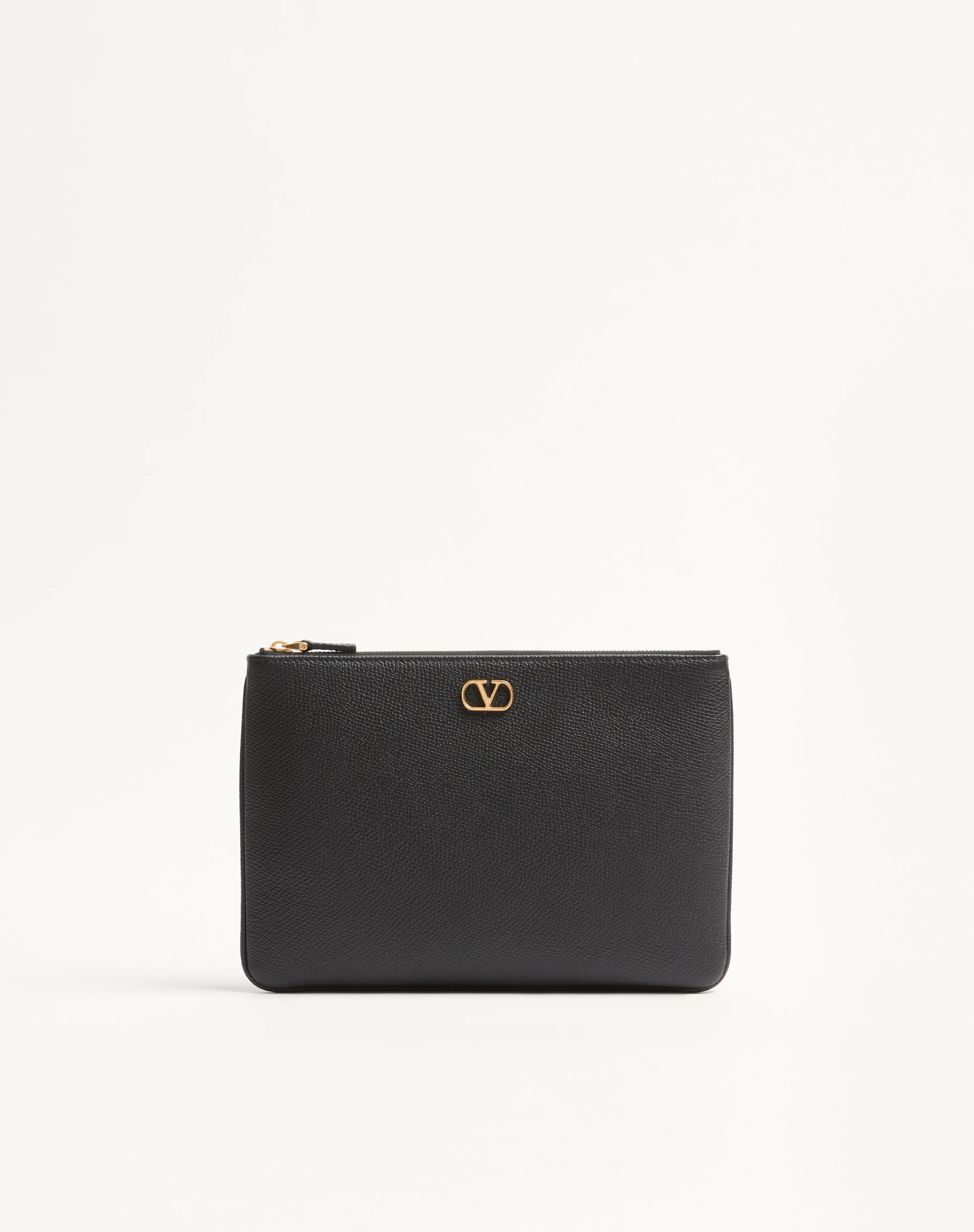 VLOGO SIGNATURE GRAINY CALFSKIN CLUTCH BAG - 1