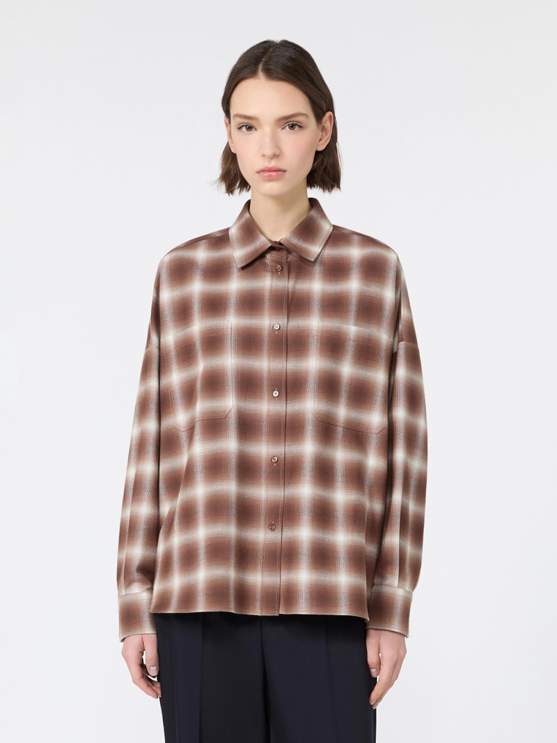 WKSFIORITO Check design cotton flannel shirt - BROWN 3