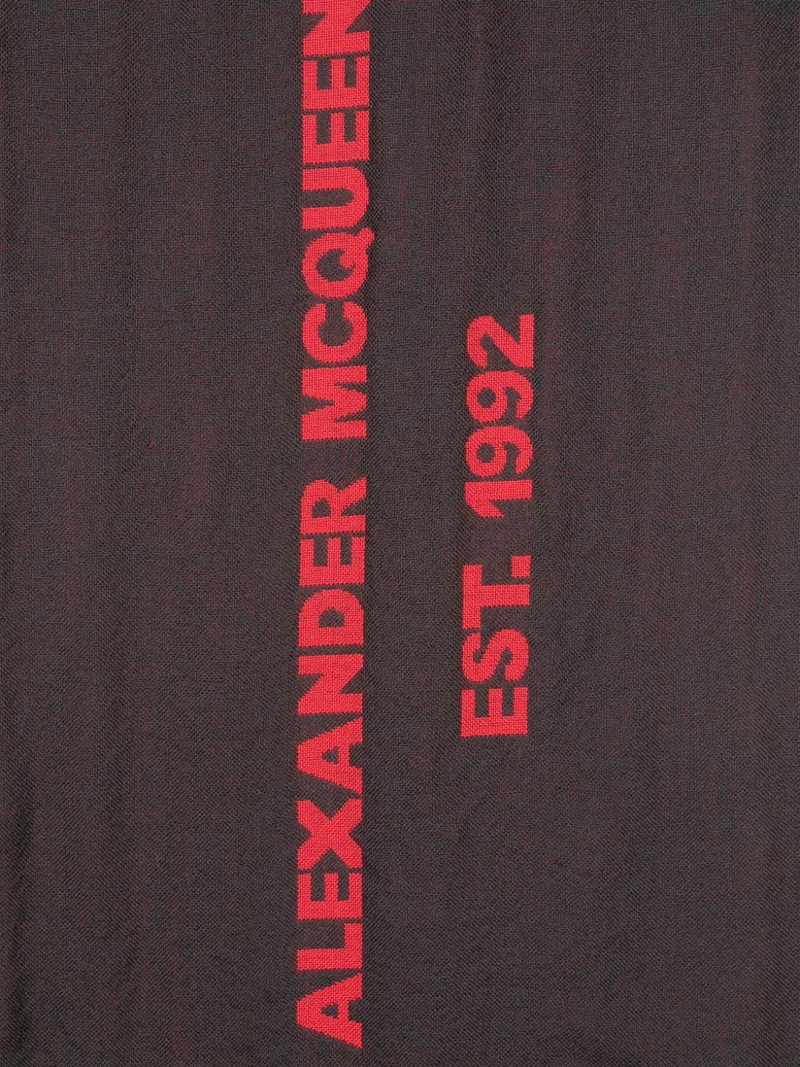 Alexander McQueen logo-print wool scarf outlook