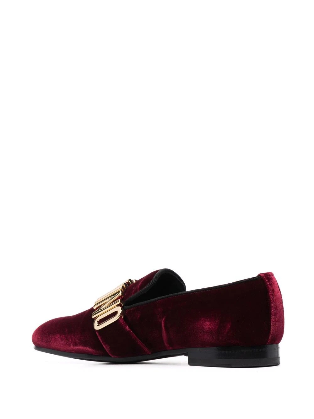 lettering logo velvet loafers - 3