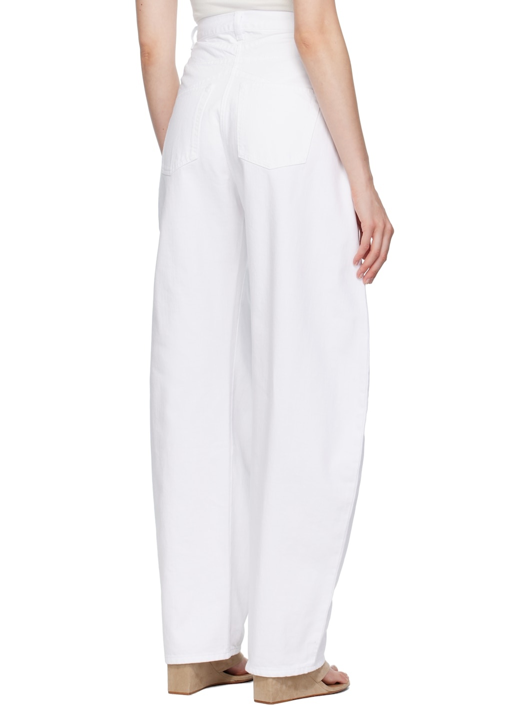 White New Round Jeans - 3