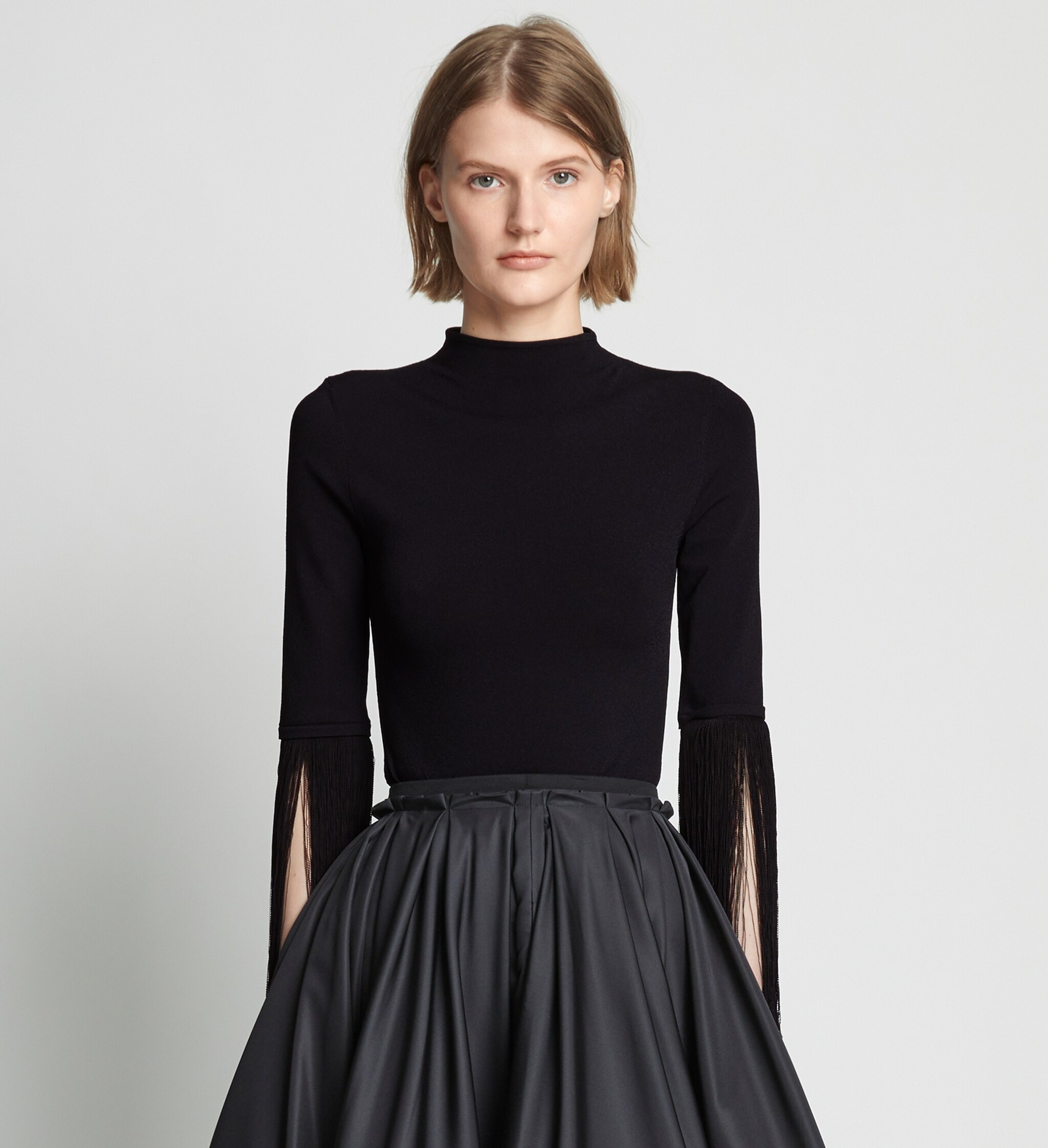 Matte Viscose Knit Fringe Sweater - 2