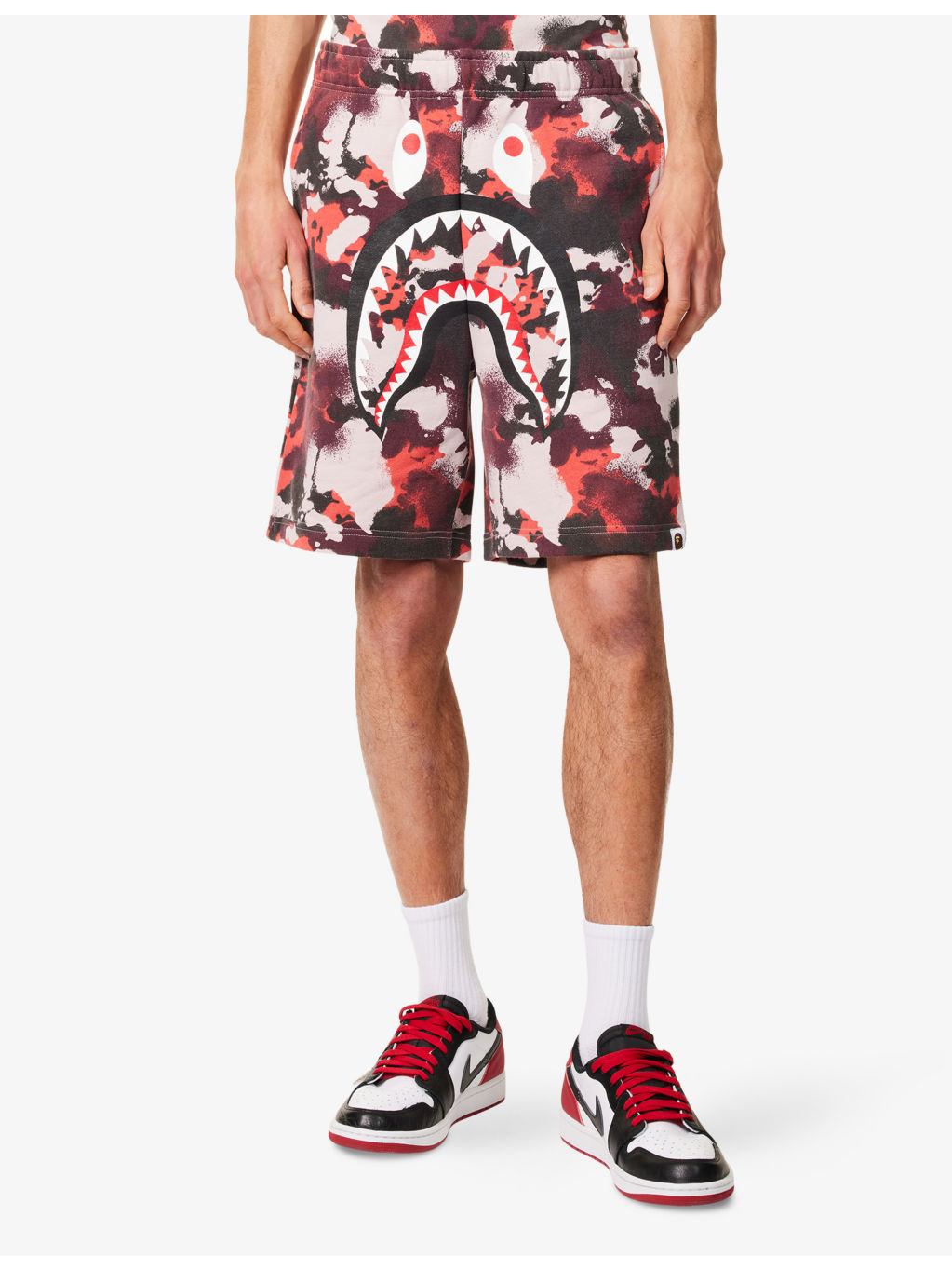 Shark-Graphic Camo Cotton-Jersey Sweat Shorts - 3
