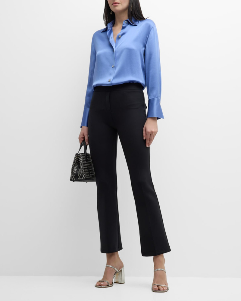 BRANDON MAXWELL Cropped Flare Neoprene Trousers with Front Crease outlook