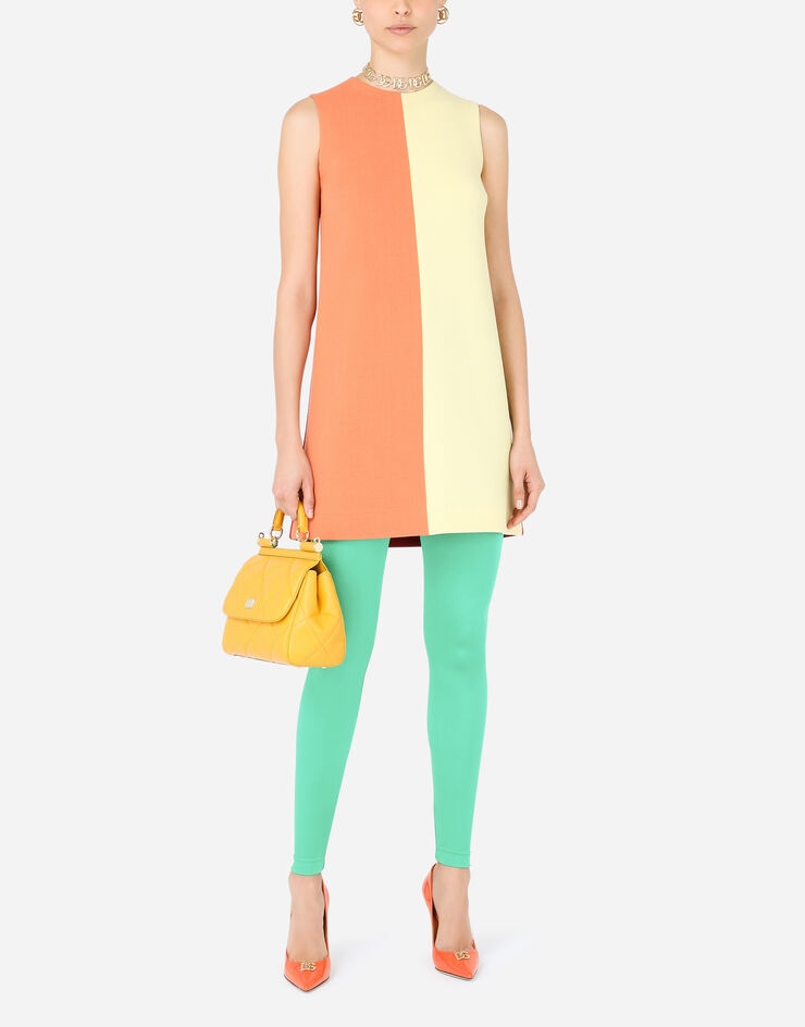 Short multi-colored crepe dress - 6