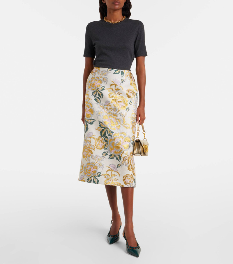 CAROLINA HERRERA Floral jacquard midi skirt outlook