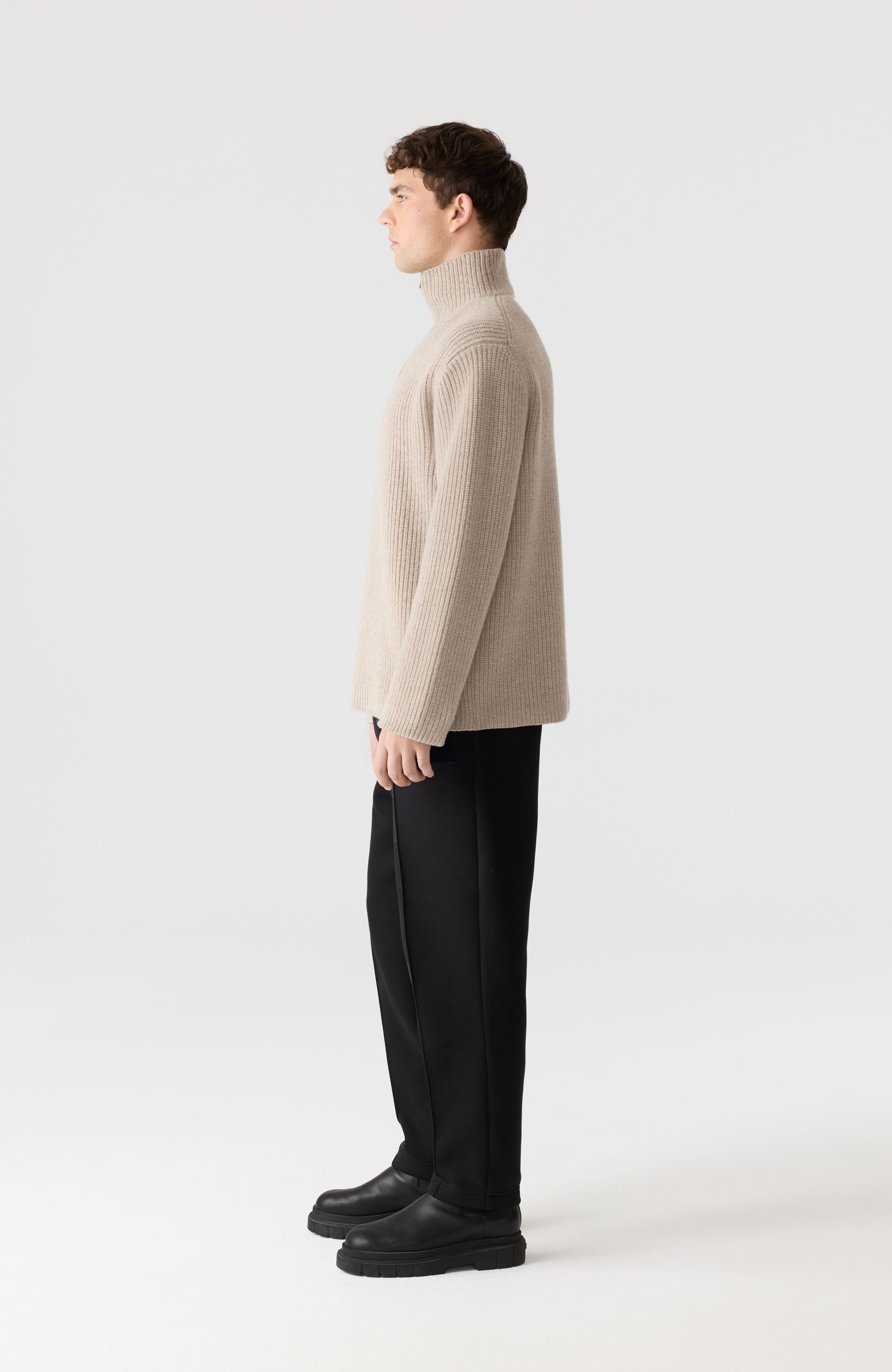 MARIO Fisherman Rib Quarter-Zip Pullover - 3