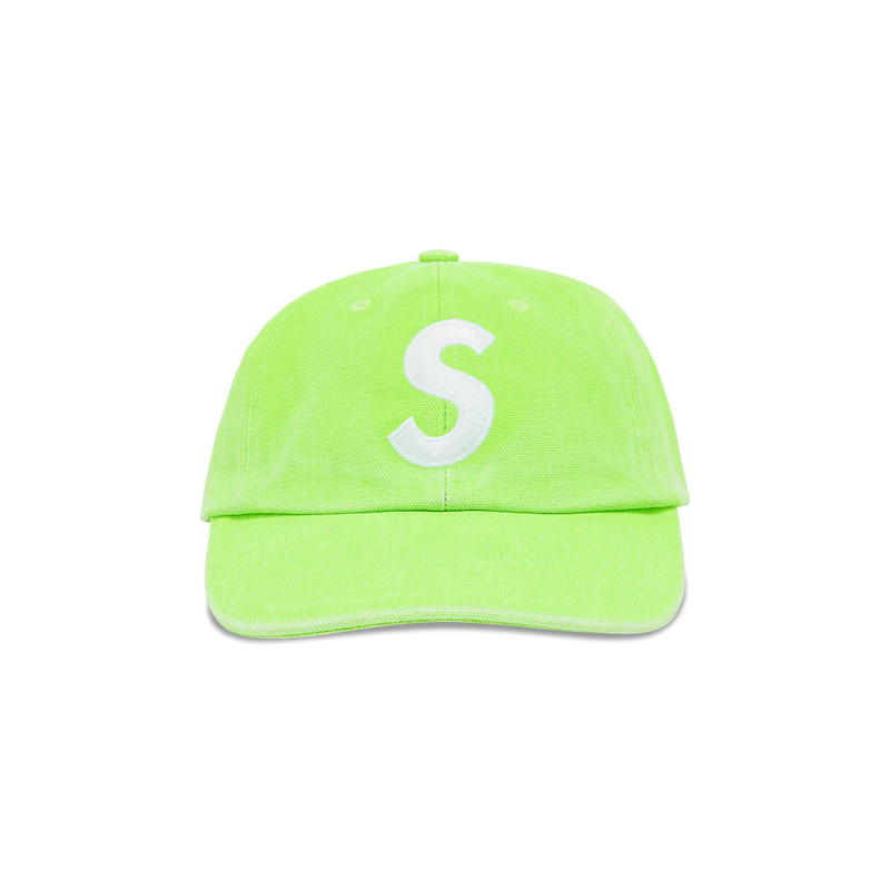 Supreme Pigment Canvas S Logo 6-Panel 'Lime' - 1