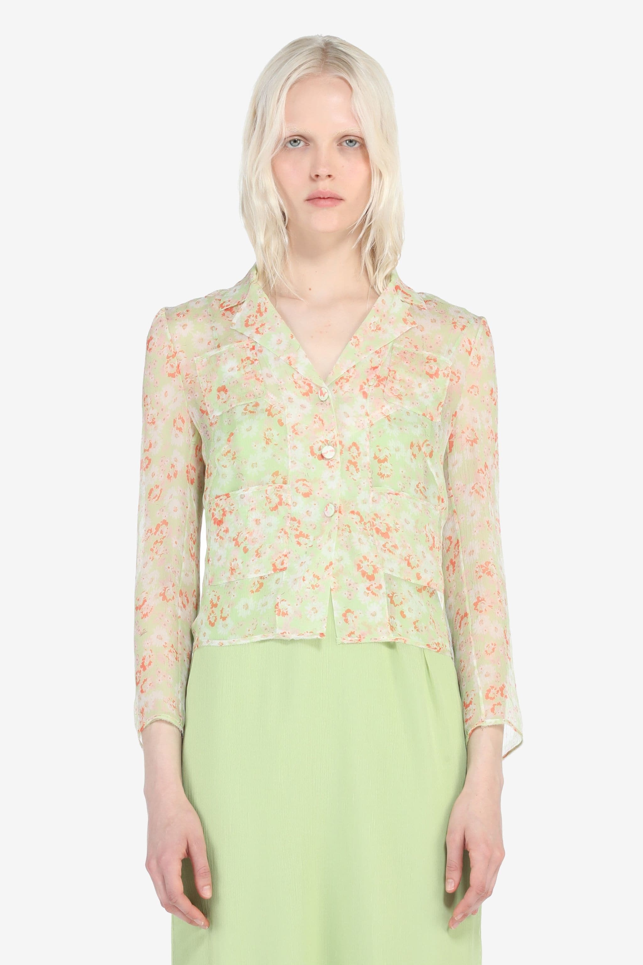 FLORAL-PRINT SILK SHIRT - 1