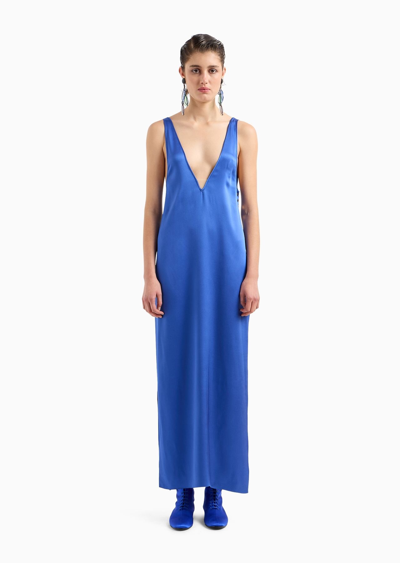 Double-faced silk-satin long dress - 2