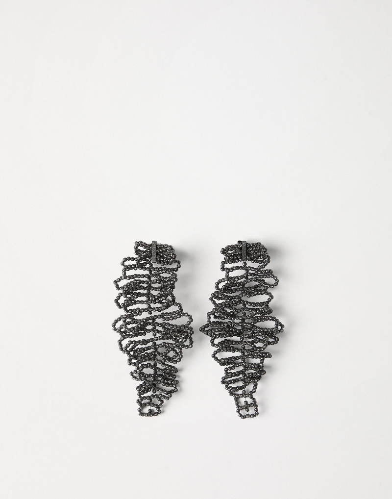 Sterling silver sculptured leaf earrings 1