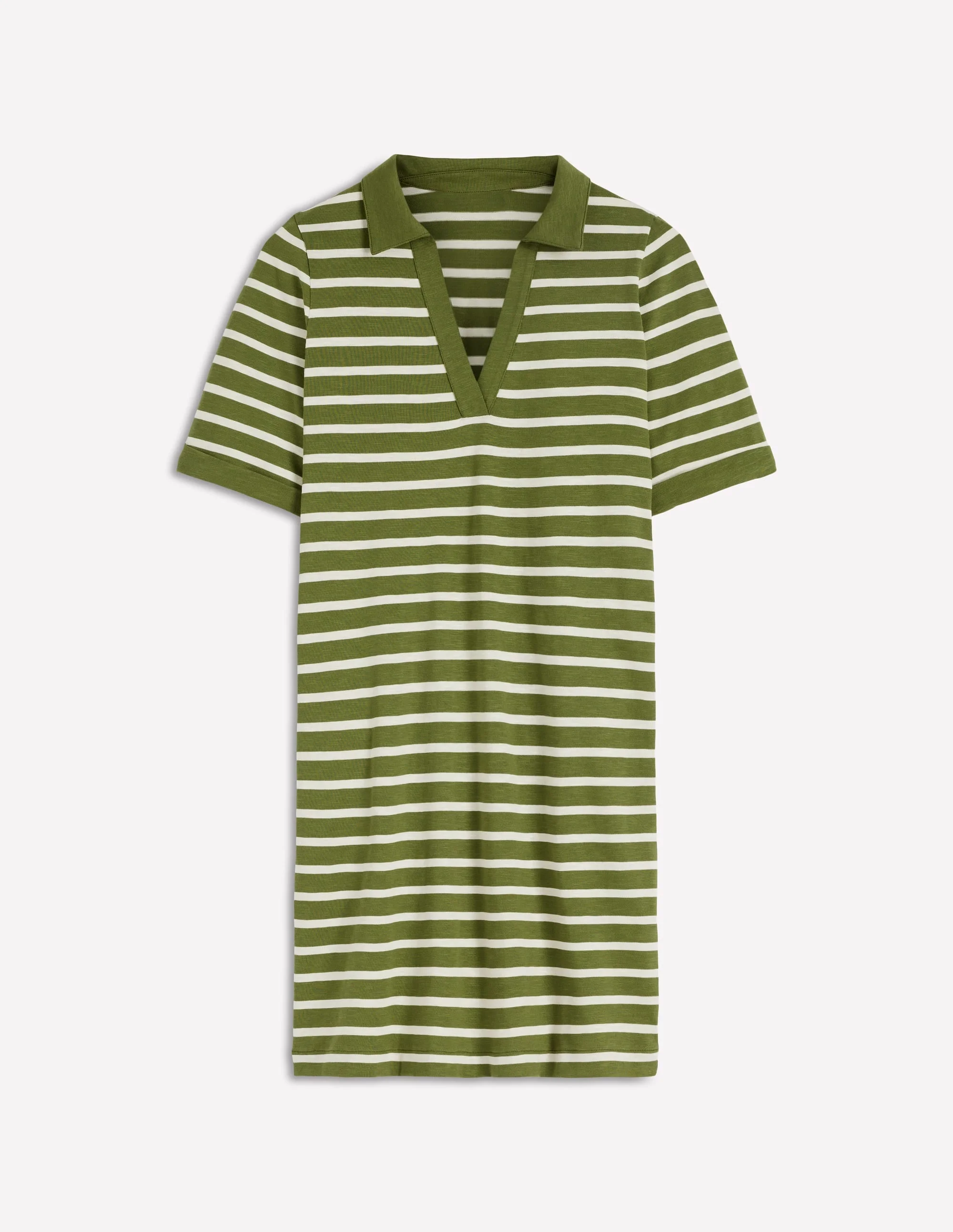 Tilda Jersey T-shirt Dress-Olive and Ivory Stripe - 1