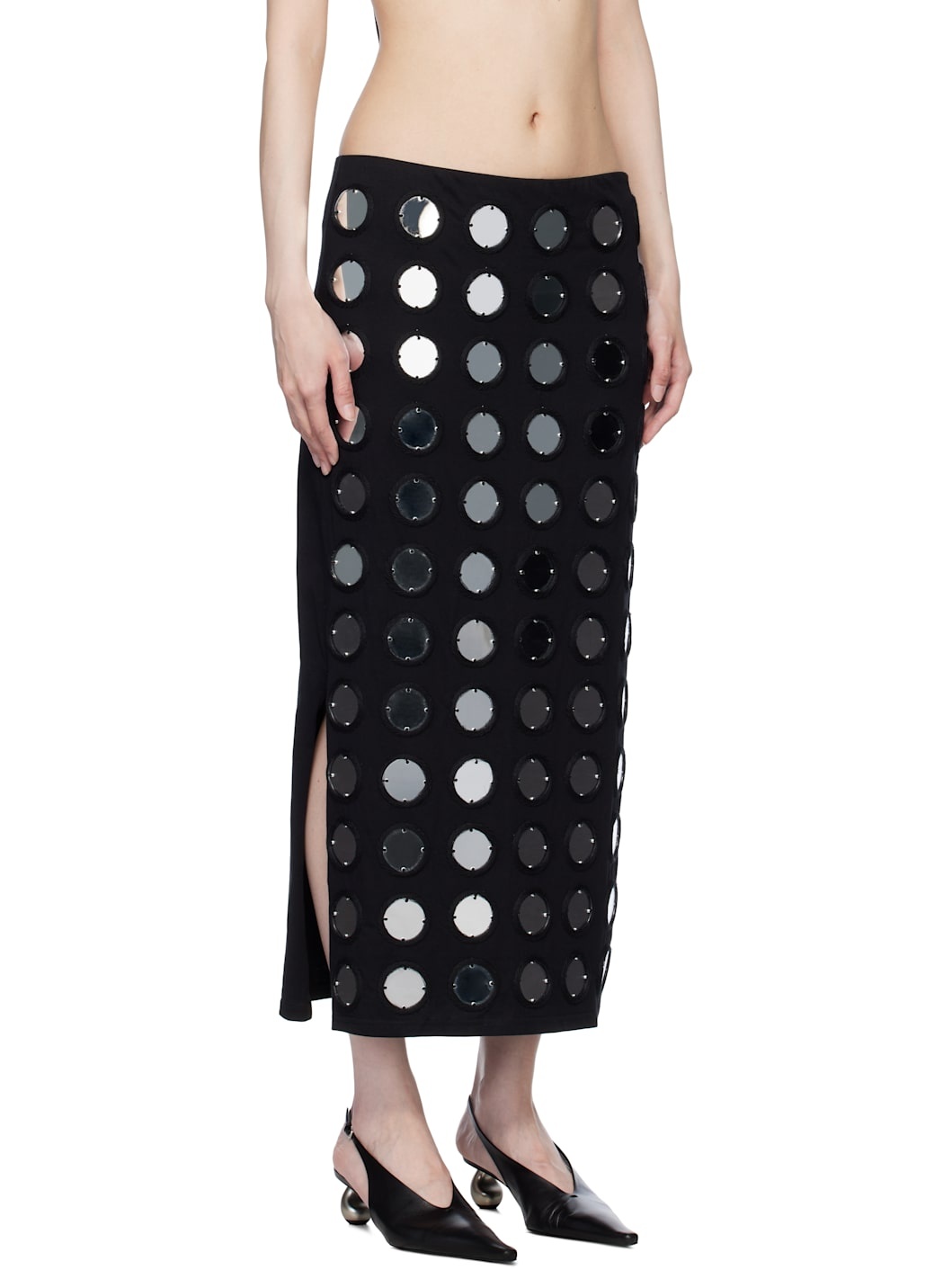 Black 'The Reconstituted Mirror Disc Embroidery' Midi Skirt - 2