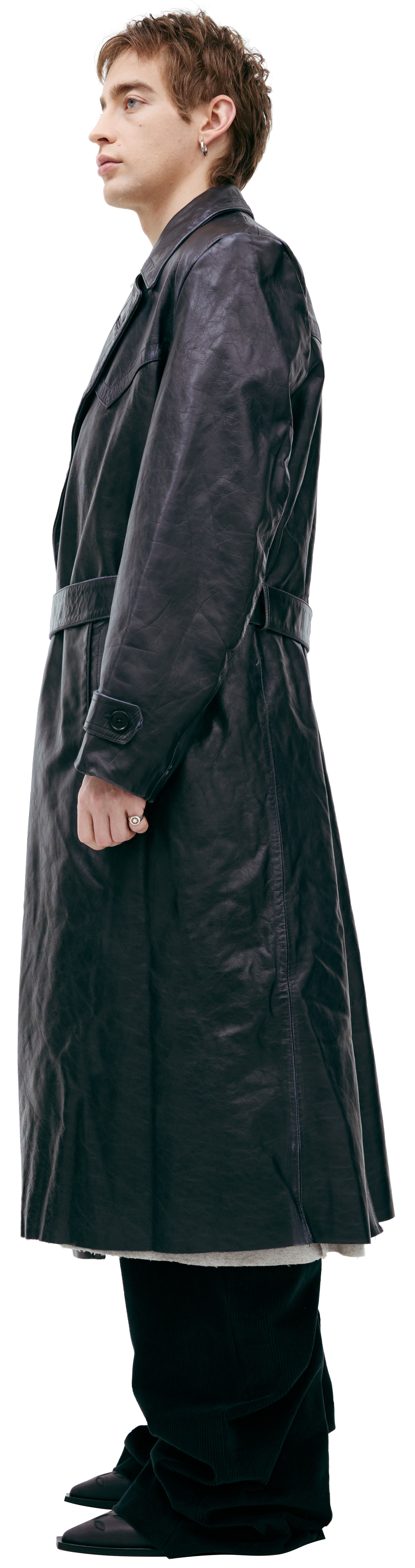 LEATHER TRENCH COAT WITH BELT - 2