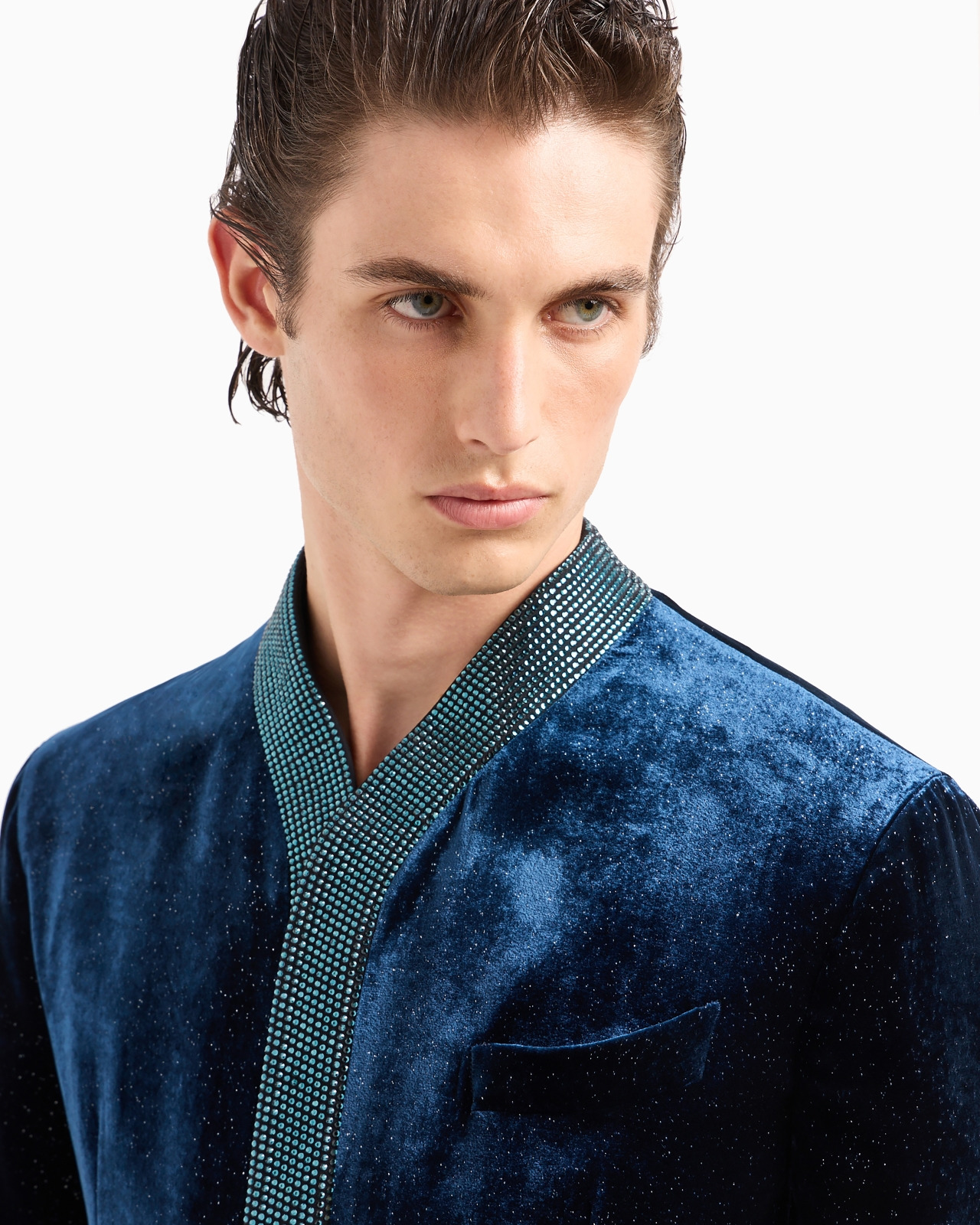 Upton line single-breasted jacket in rhinestoned velvet - 5