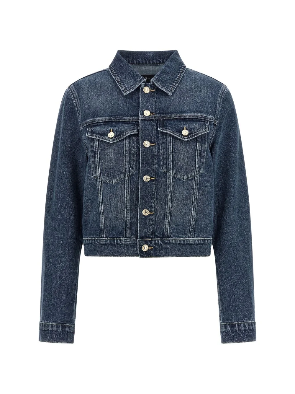 Darted Shrunken denim jacket - 1