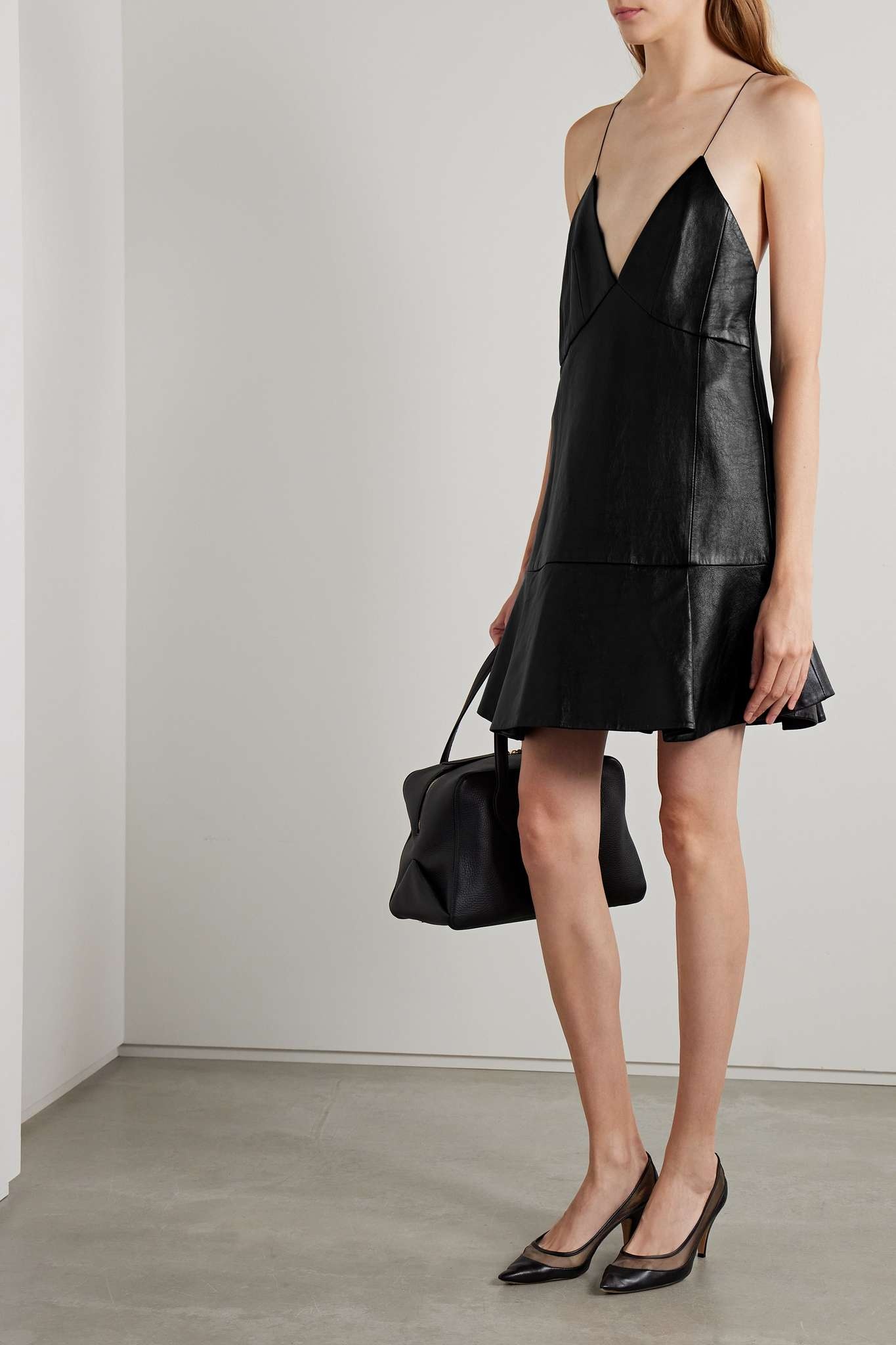 Archie pleated leather mini dress - 2