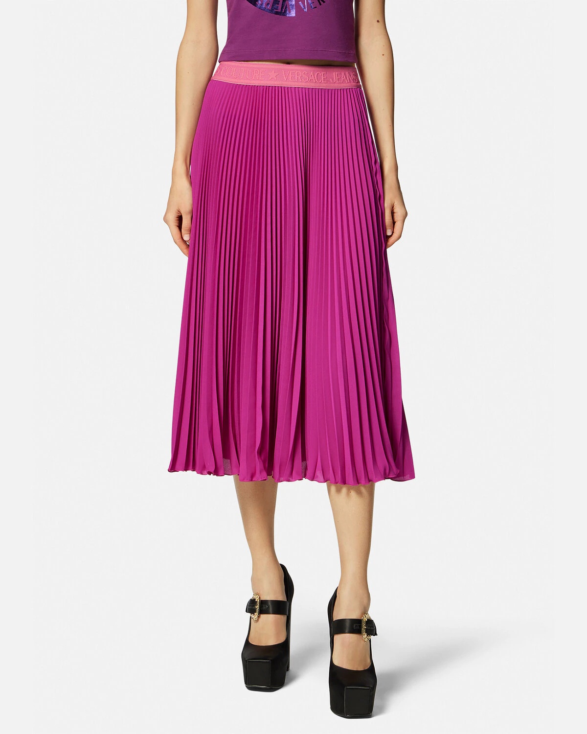 Logo Pleated Midi Skirt - 3