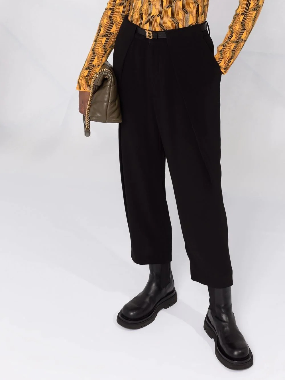cropped straight-leg crepe harem trousers - 5