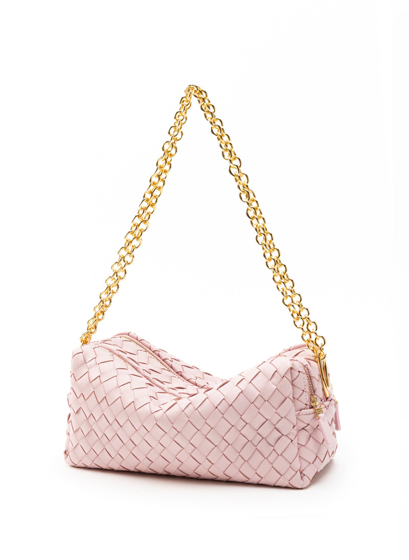 Elleme Trousse Chain Woven Leather Pink outlook