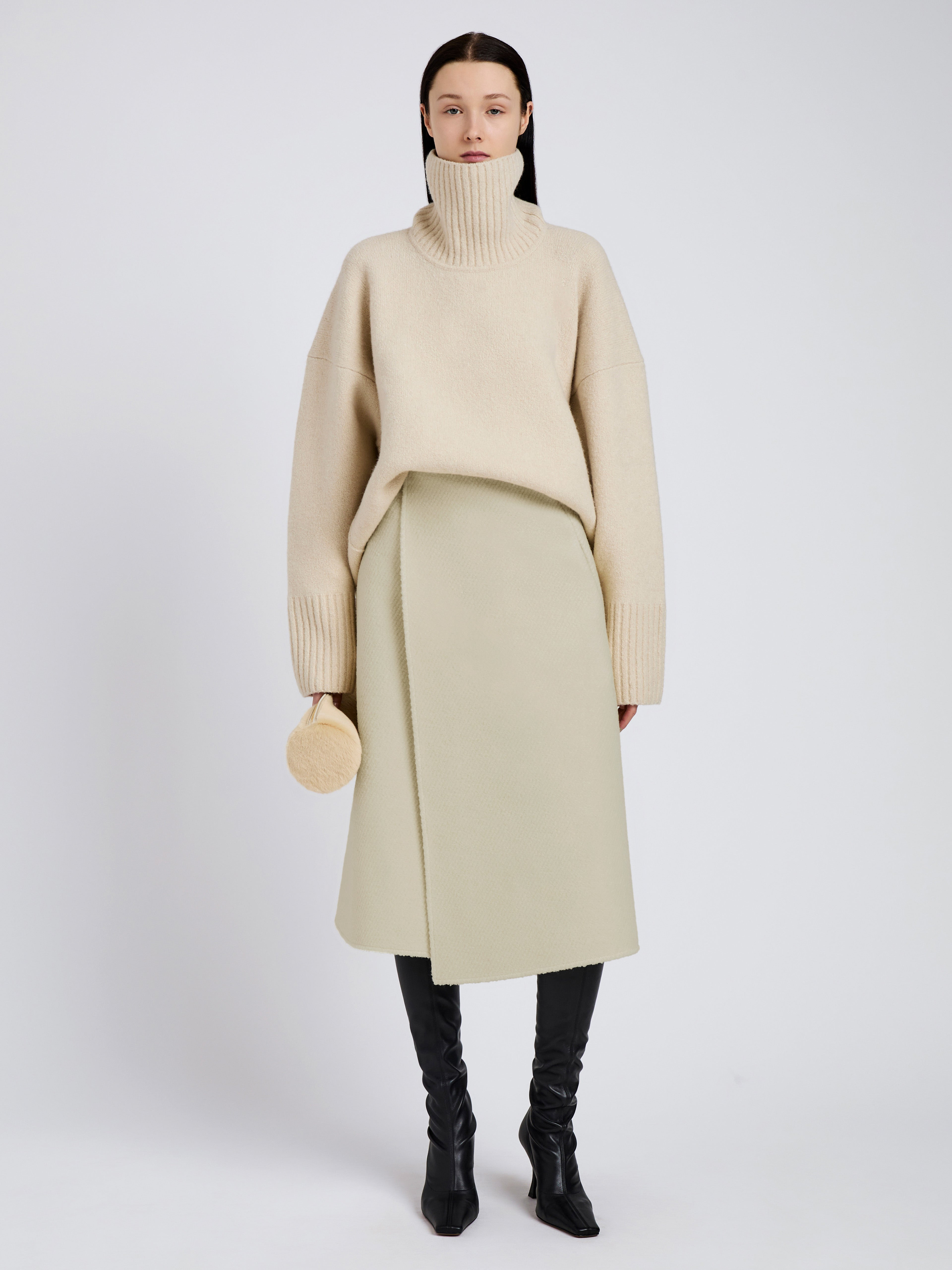 Bodhi Skirt in Boucle Twill Suiting - 2