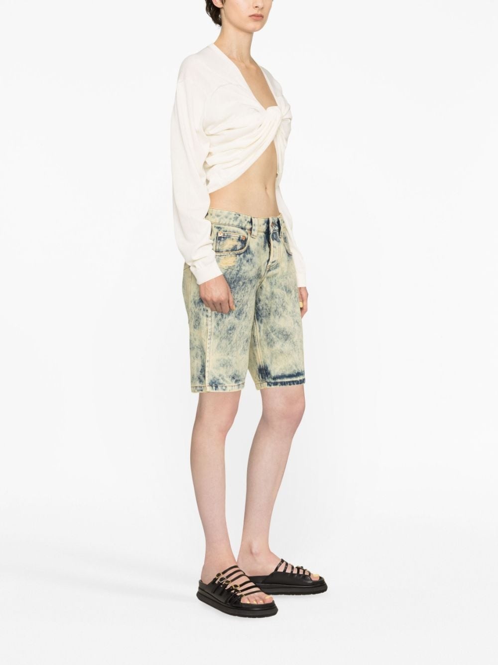 logo-patch denim shorts - 3