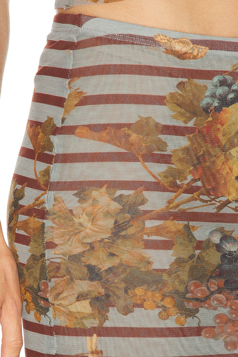 Jean Paul Gaultier Mesh Printed Marini?re Grape Long Skirt outlook