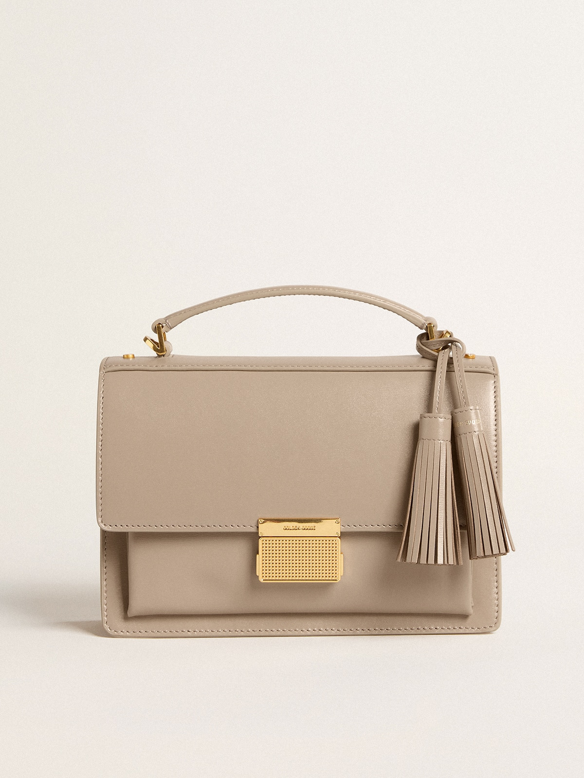 Venezia Bag in beige boarded leather with gold details - 5