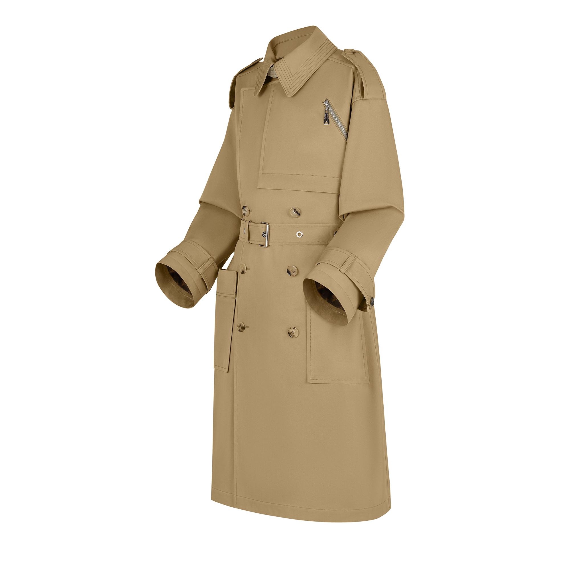 Classic Double-Breasted Trench Coat with Patch Pockets - 2