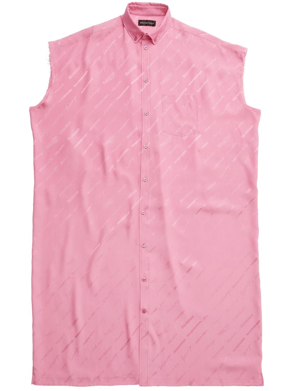 logo-print silk shirt dress - 1