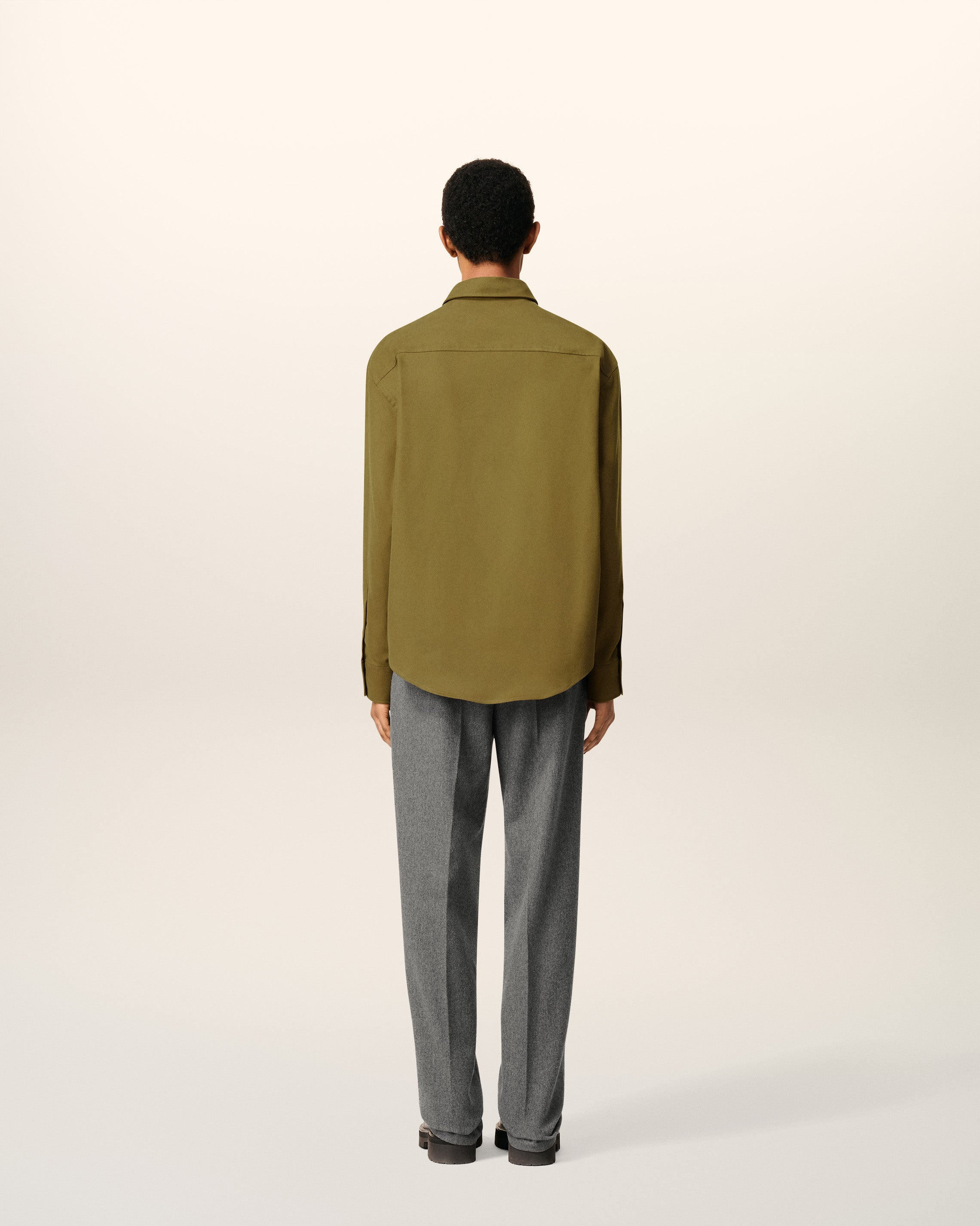 GREEN COTTON EMBOSSED AMI DE COEUR BOXY SHIRT - 5