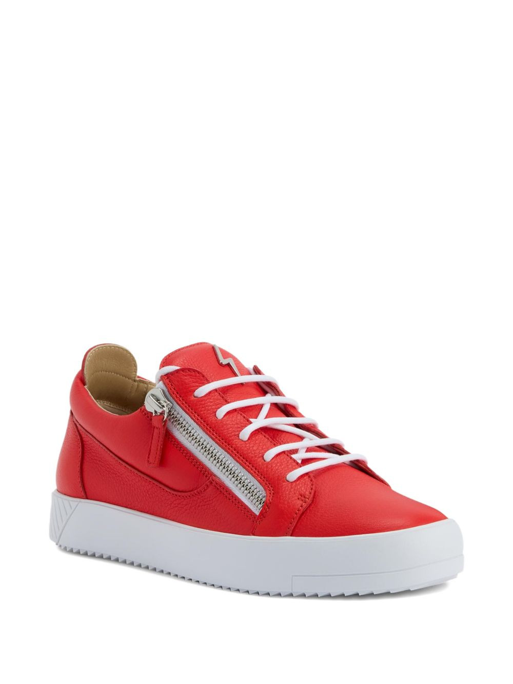 zip-detail leather low-top sneakers - 2