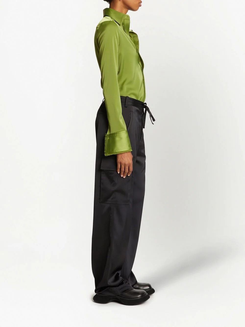 drawstring-fastening cargo trousers - 3