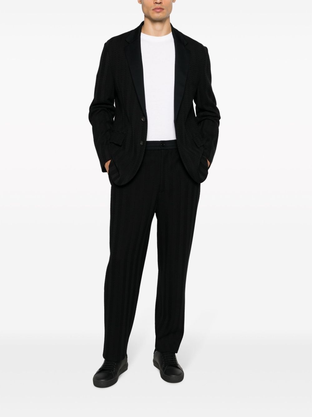 chevron-knit straight-leg trousers - 2