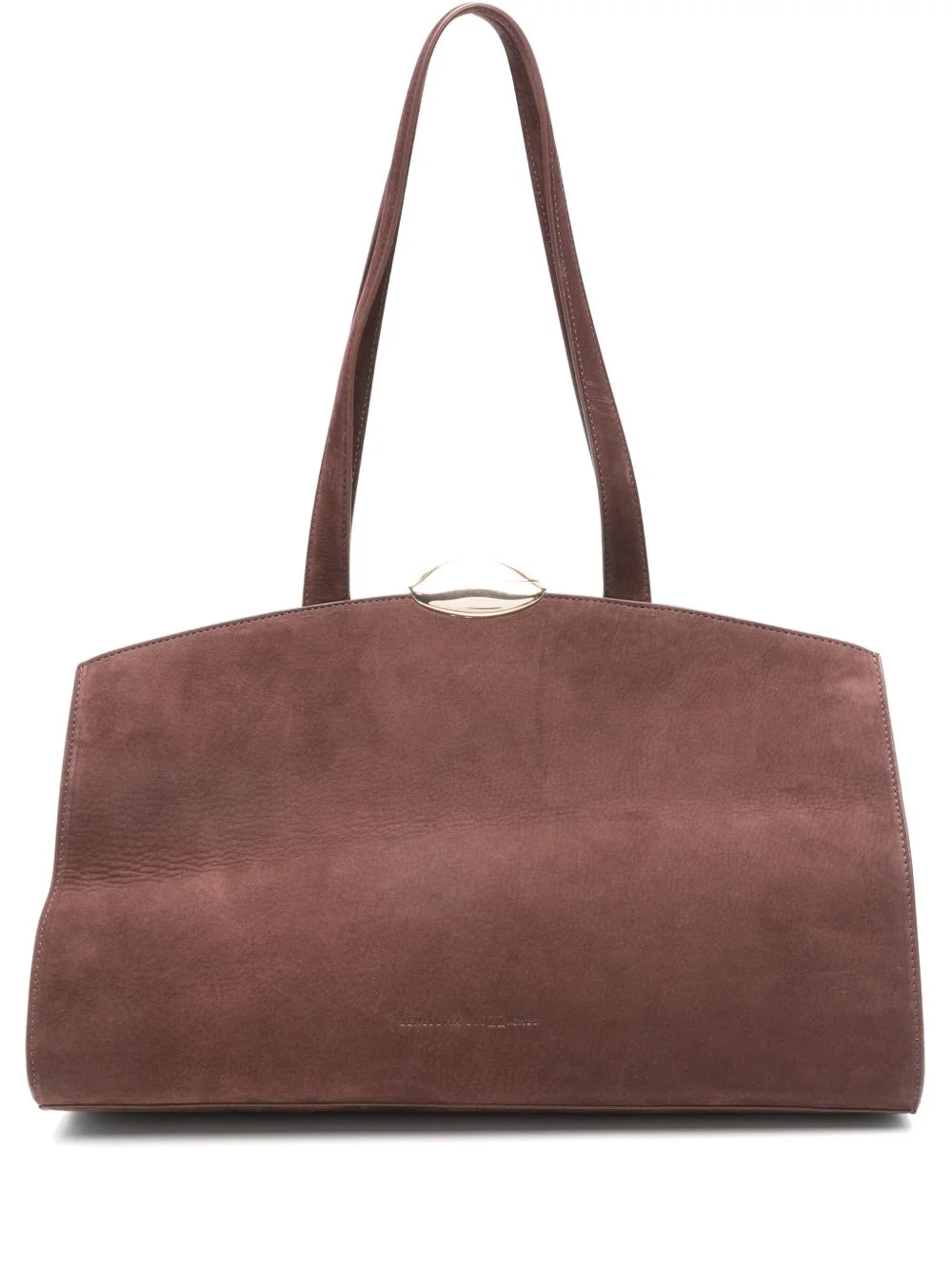 curved-top suede shoulder bag - 1