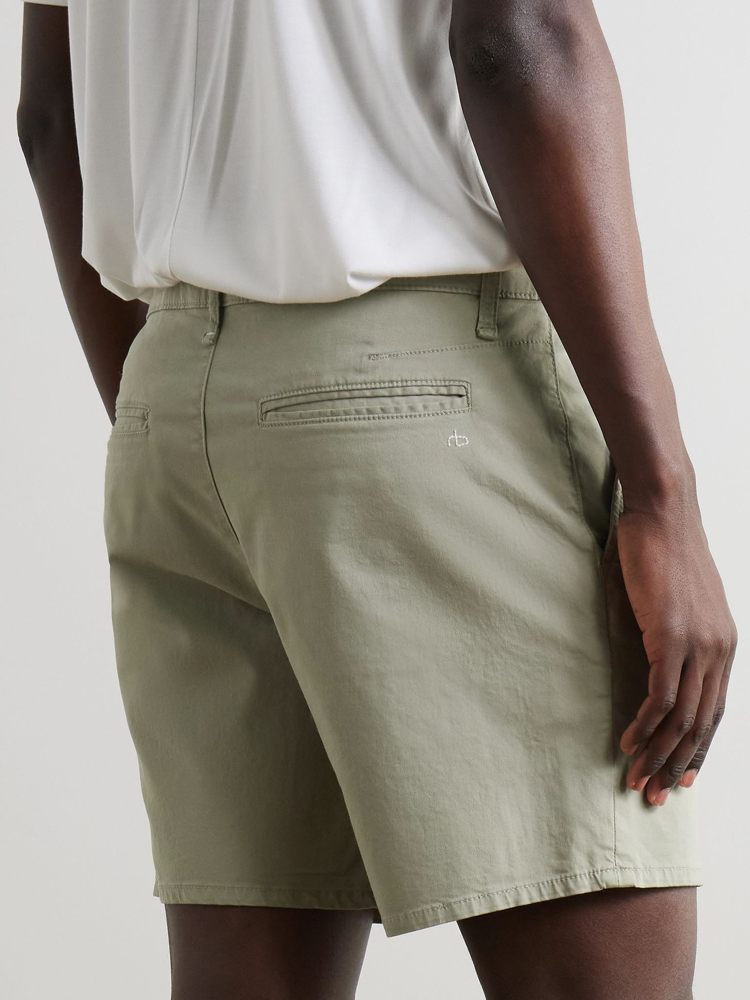 Straight-Leg Cotton-Blend Shorts Green - 4